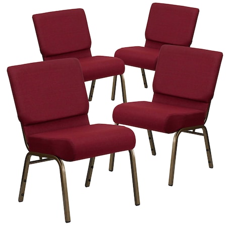 Flash Furniture 21"W Stacking Church Chair in Burgundy Fabric, 4PK 4-FD-CH0221-4-GV-3169-GG